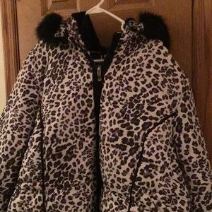 Details INC. Animal Print Ski Jacket with Black Fur-lined Hood Size 3x